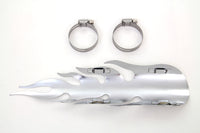 HARLEY Chrom Flammen Hitzeschild Passend für 0- Zoll Custom, Anwendung für 2-1/4 Zoll Rohre"