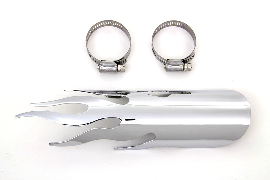 HARLEY Chrom Flammen Hitzeschild Passend für 0-  Custom, Anwendung für 1-3/4 Rohre"