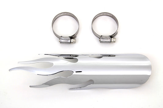 HARLEY Chrome Flame Heat Shield Fits 0-  Custom, application for 1-3/4 pipes"