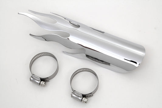 HARLEY Chrome Flame Heat Shield Fits 0-  Custom, application for 1-3/4 pipes"