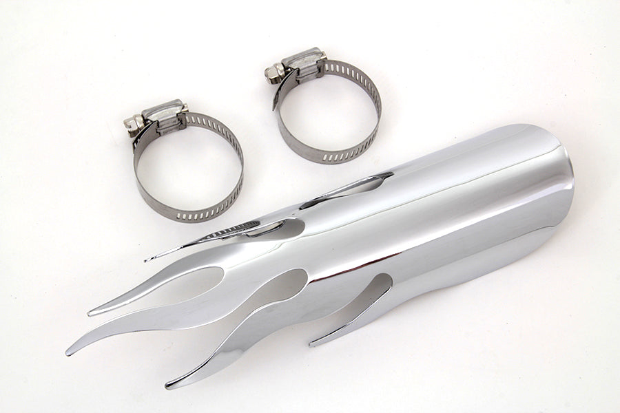 HARLEY Chrom Flammen Hitzeschild Passend für 0-  Custom, Anwendung für 1-3/4 Rohre"