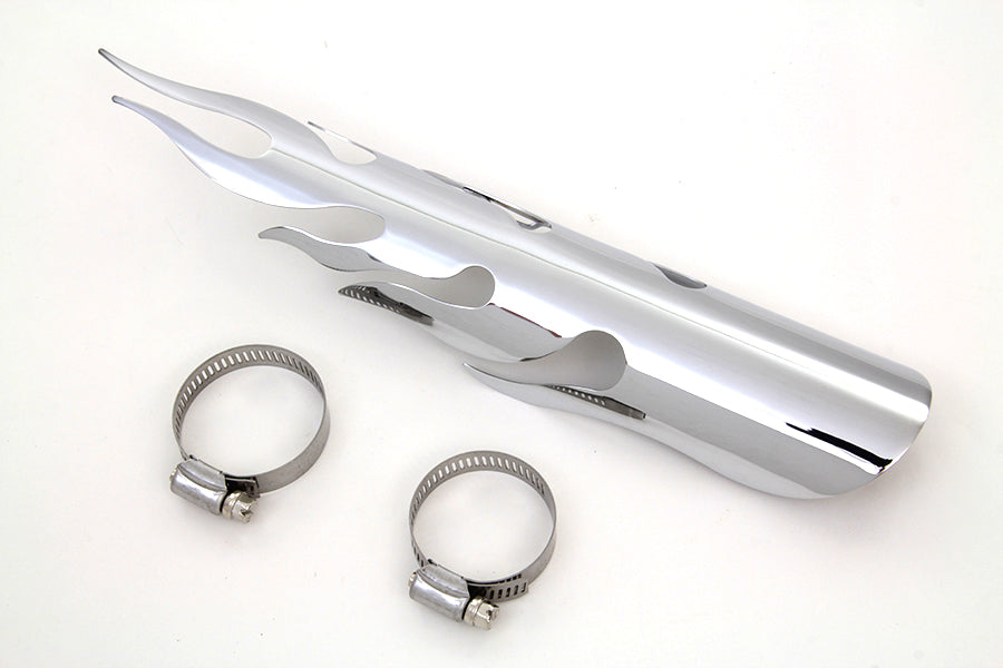 HARLEY Chrom Flammen Hitzeschild Passend für 0-  Custom, Anwendung für 1-3/4 Rohre"