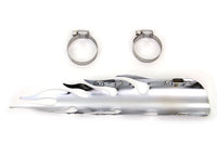 HARLEY Chrom Flammen Hitzeschild Passend für 0-  Custom, Anwendung für 1-3/4 Rohre"