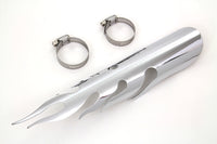 HARLEY Chrom Flammen Hitzeschild Passend für 0-  Custom, Anwendung für 1-3/4 Rohre"