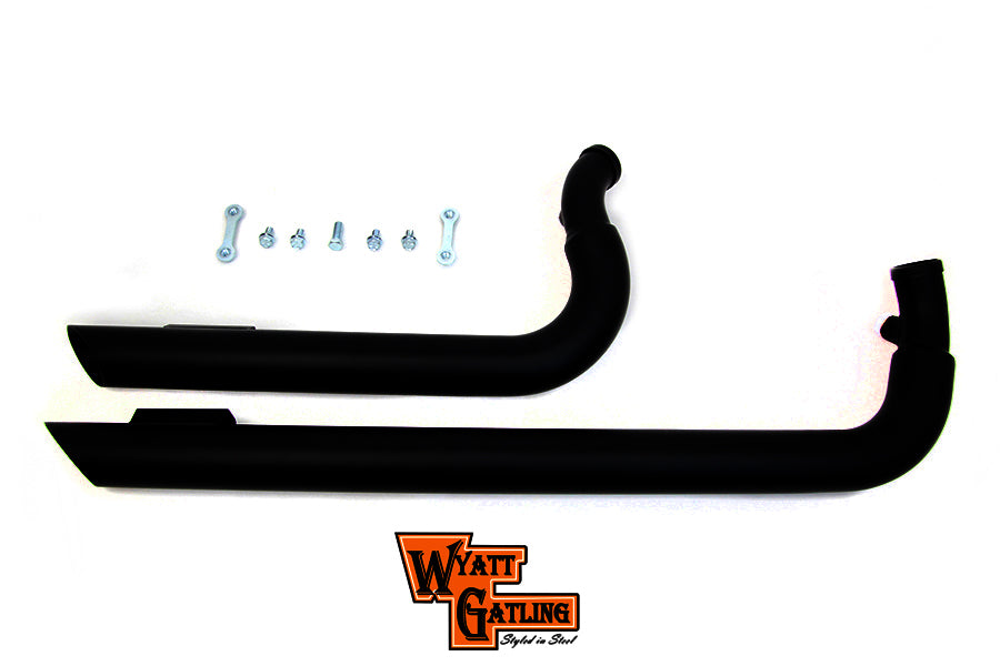 HARLEY Wyatt Gatling Exhaust Drag Pipe Set Slash Cut Black fits 1986-2013 XL,