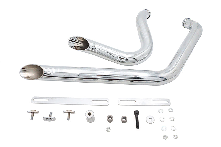 HARLEY Stacked Short Goose Style Drag Pipe Set Chrom passend für 2007-UP FXST,