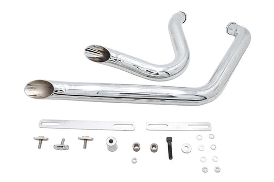HARLEY Stacked Short Goose Style Drag Pipe Set Chrom passend für 2007-UP FXST,