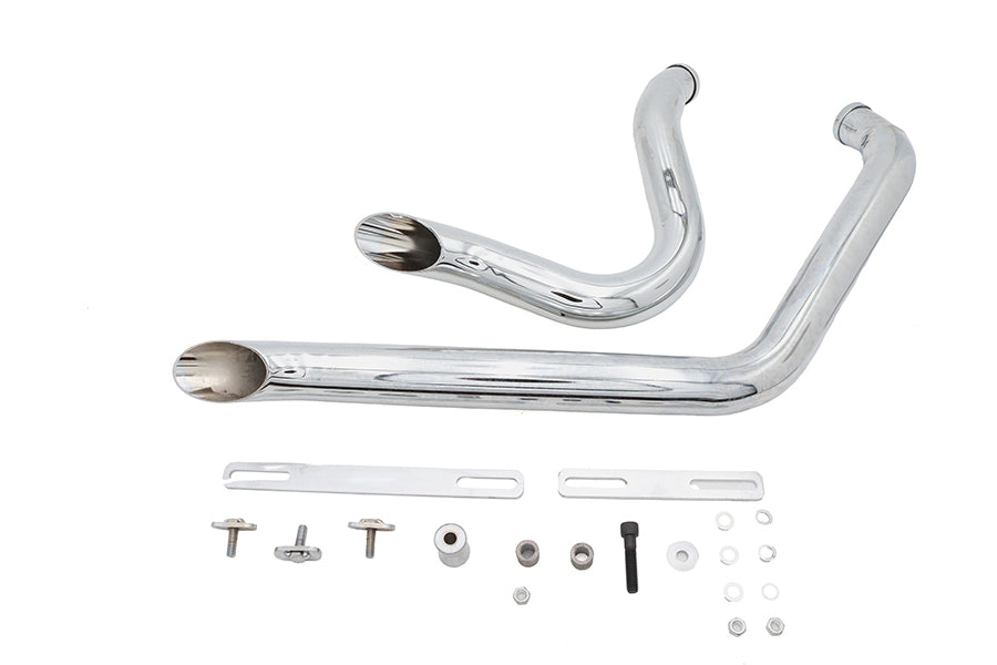 HARLEY Stacked Short Goose Style Drag Pipe Set Chrom passend für 2007-UP FXST,