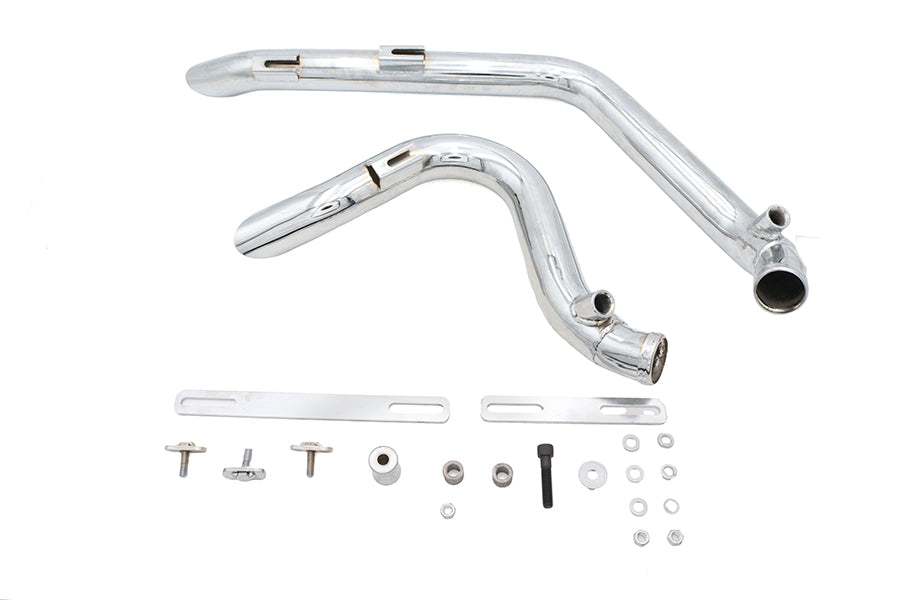 HARLEY Stacked Short Goose Style Drag Pipe Set Chrom passend für 2007-UP FXST,