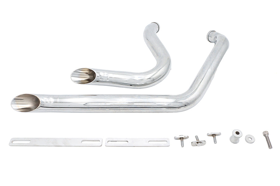 HARLEY Stacked Short Goose Style Drag Pipe Set Chrom passend für 1986-2006 FXST,