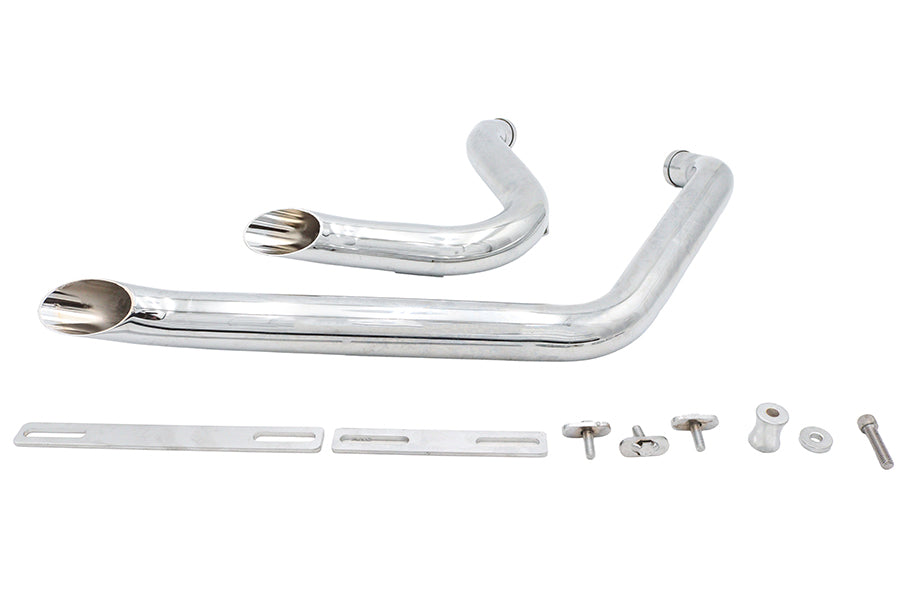 HARLEY Stacked Short Goose Style Drag Pipe Set Chrom passend für 1986-2006 FXST,