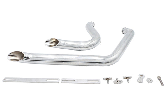 HARLEY Stacked Short Goose Style Drag Pipe Set Chrom passend für 1986-2006 FXST,
