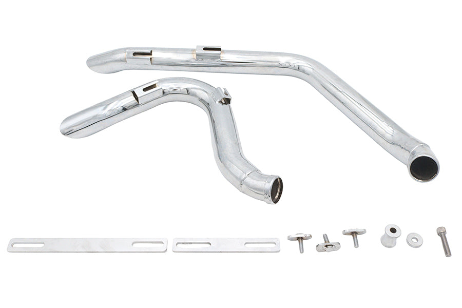 HARLEY Stacked Short Goose Style Drag Pipe Set Chrom passend für 1986-2006 FXST,