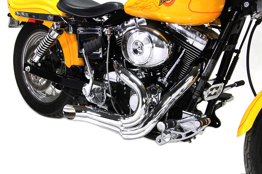 HARLEY Chrom Wyatt Gatling 2 in 1 Auspuffkrümmer-Satz passend für 1986-2011 FXST, 1991-2011 FXDWG,