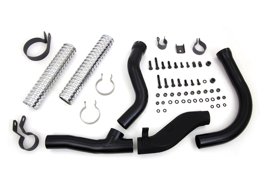 HARLEY Schwarzer Replika Panhead Auspuffkrümmer-Kit passend für 1948-1957 FL,