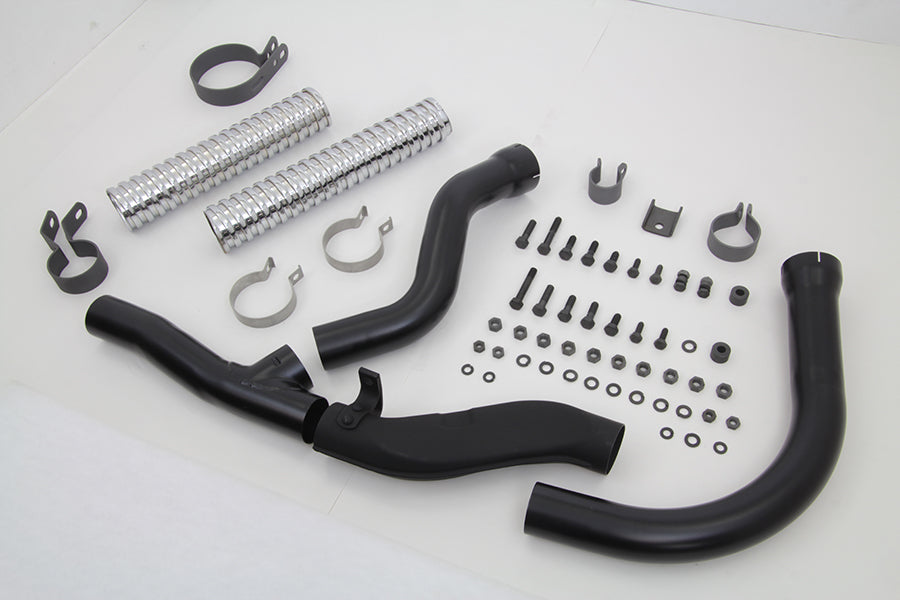 HARLEY Schwarzer Replika Panhead Auspuffkrümmer-Kit passend für 1948-1957 FL,