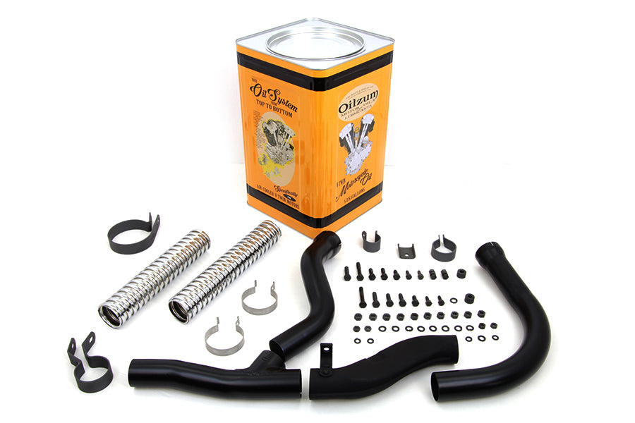 HARLEY Schwarzer Replika Panhead Auspuffkrümmer-Kit passend für 1948-1957 FL,
