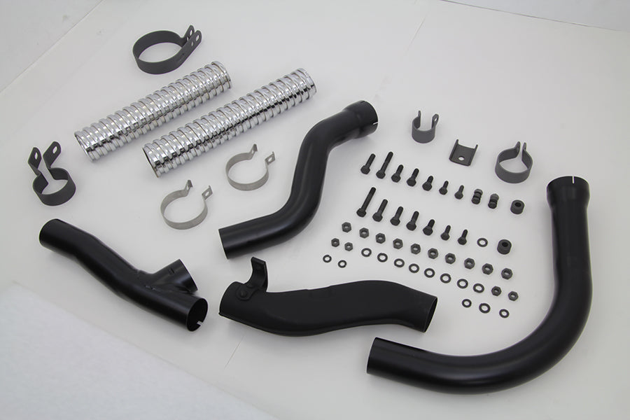 HARLEY Schwarzer Replika Panhead Auspuffkrümmer-Kit passend für 1948-1957 FL,