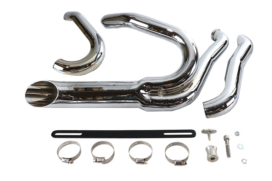 HARLEY Chrom Wyatt Gatling 2 in 1 Auspuffrohrkrümmer-Set passend für 1986-2005 FXST,