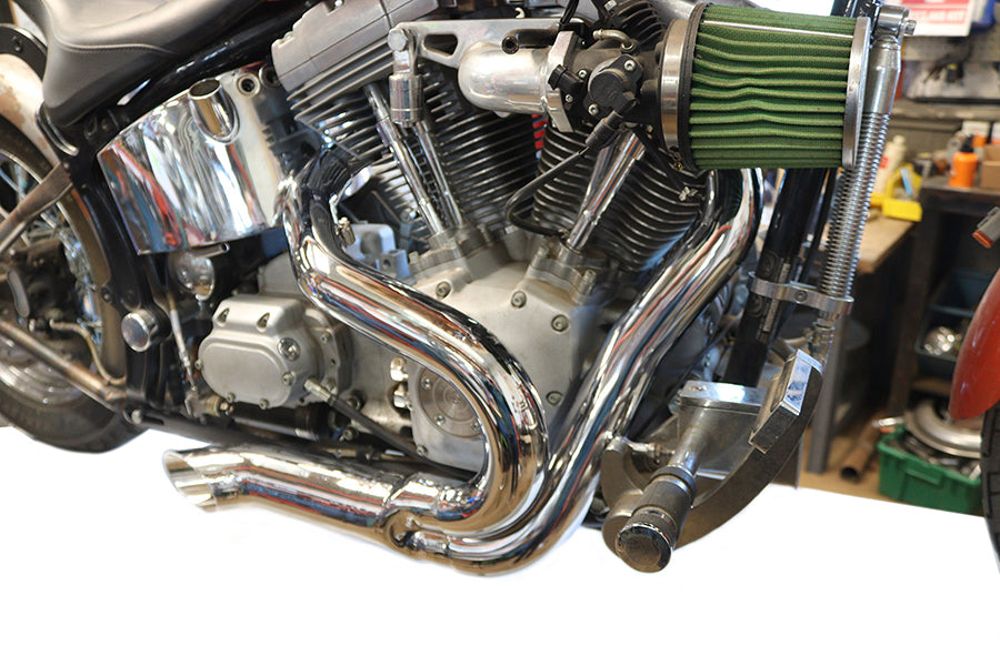HARLEY Chrom Wyatt Gatling 2 in 1 Auspuffrohrkrümmer-Set passend für 1986-2005 FXST,