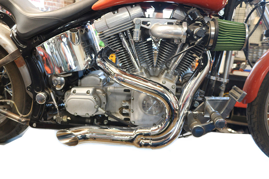 HARLEY Chrom Wyatt Gatling 2 in 1 Auspuffrohrkrümmer-Set passend für 1986-2005 FXST,