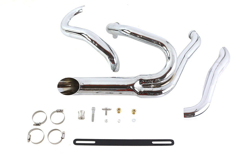 HARLEY Chrom Wyatt Gatling 2 in 1 Auspuffrohrkrümmer-Kit passend für 2006–2022 FXST,