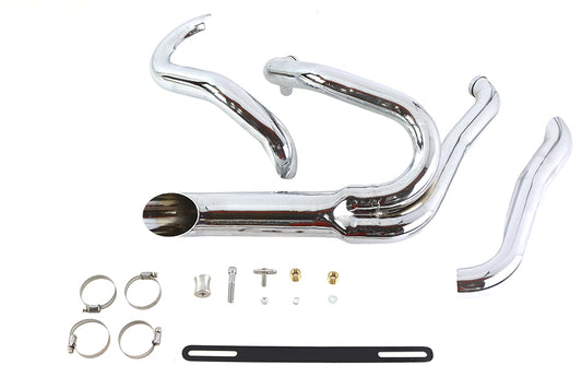 HARLEY Chrom Wyatt Gatling 2 in 1 Auspuffrohrkrümmer-Kit passend für 2006–2022 FXST,