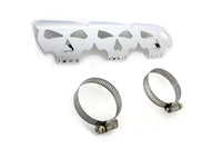 Harley Chrom Schädel Hitzeschild passend für 0- Zoll Custom, Anwendung für 2-1/4 Zoll Rohre