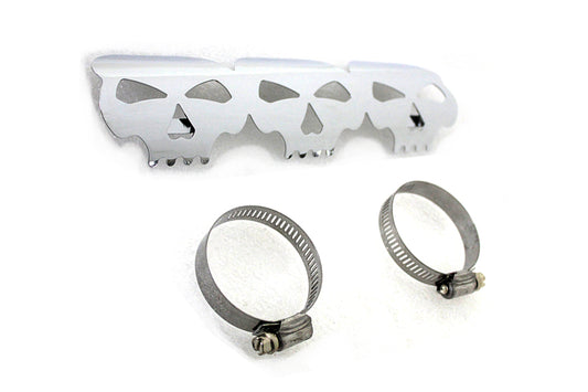 HARLEY Chrome Skull Heat Shield Fits 0-  Custom, application for 2-1/4 pipes"
