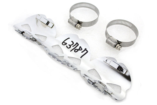 HARLEY Chrome Skull Heat Shield Fits 0-  Custom, application for 2-1/4 pipes"