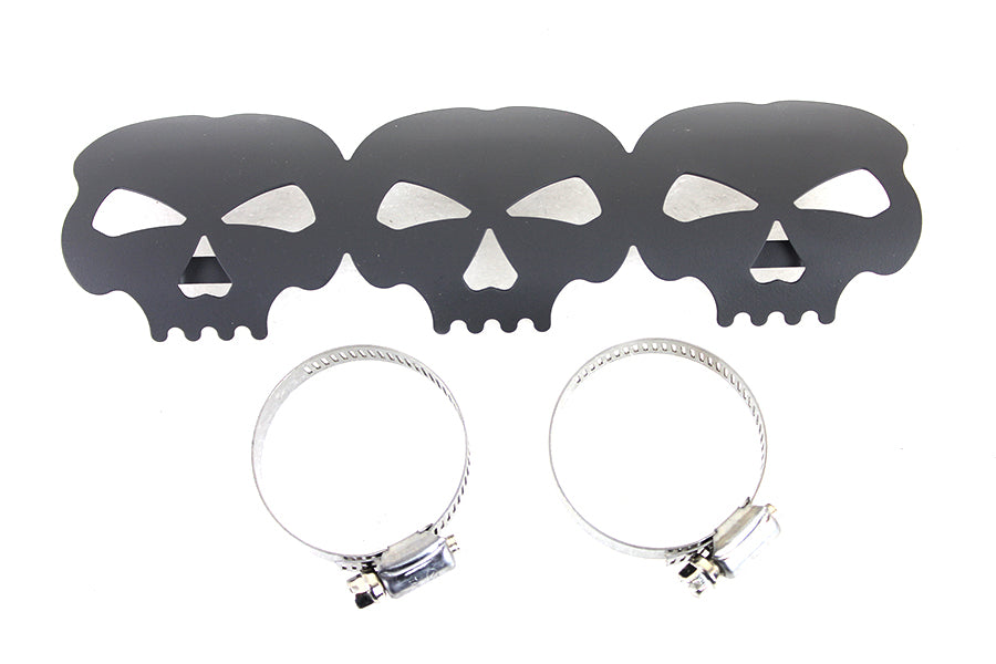 HARLEY Black Skull Hitzeschutz Passend für 0-  Custom, Anwendung für 2-1/4 Rohre"