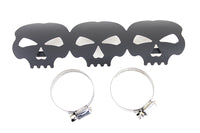 HARLEY Black Skull Hitzeschutz Passend für 0-  Custom, Anwendung für 2-1/4 Rohre"