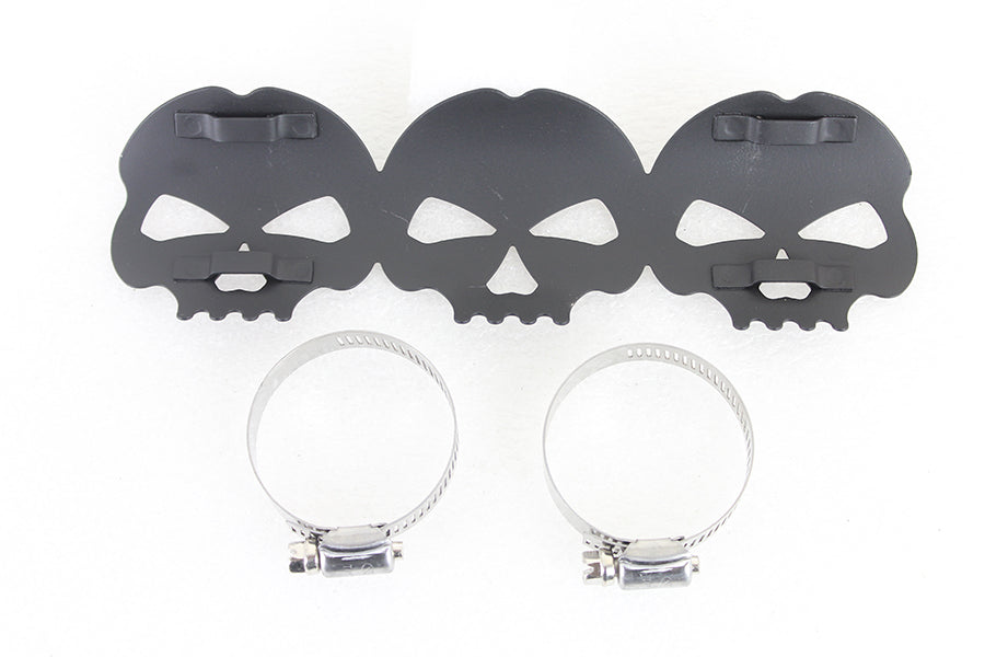 HARLEY Black Skull Hitzeschutz Passend für 0-  Custom, Anwendung für 2-1/4 Rohre"