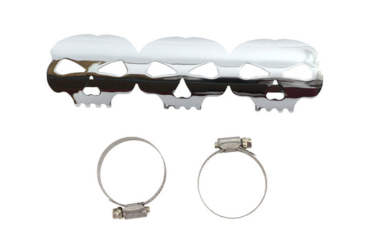 HARLEY Chrome Skull Heat Shield Fits 0-  Custom, application for 1-3/4 pipes"