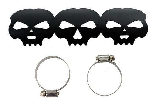 HARLEY Black Skull Heat Shield Fits 0-  Custom, application for 1-3/4 pipes"