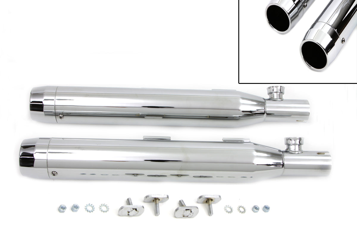HARLEY Chrom-Slip-On-Schalldämpfer-Set mit Chromspitzen passend für 2007-2017 FXST,