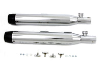 HARLEY Chrom Slip-on-Schalldämpfer-Set mit schwarzen Endstücken passend für 2007-2017 FXST,