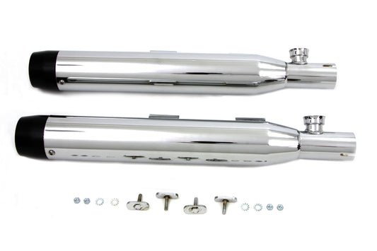 HARLEY Chrom Slip-on-Schalldämpfer-Set mit schwarzen Endstücken passend für 2007-2017 FXST,