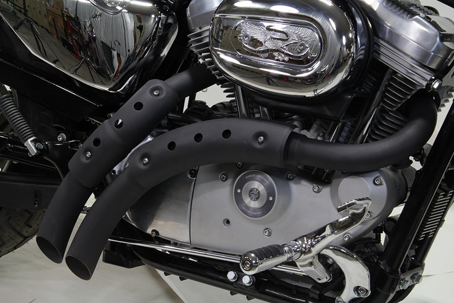 HARLEY Schwarzes Drag Pipe Set mit Hitzeschildern Passend für 2004-2013 XL,