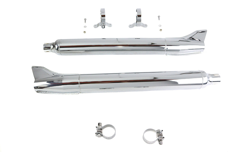 HARLEY 1961 Style Fishtail Schalldämpfer-Kit Chrom Passend für 1995-2017 FLT,
