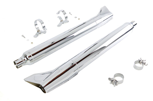 HARLEY 1961 Style Fishtail Schalldämpfer-Kit Chrom Passend für 1995-2017 FLT,