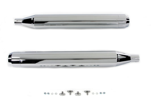 HARLEY 4 inch Muffler Set with Chrome Long Type Tapered End Tips fits 1995-2016 FLT,