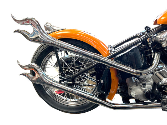HARLEY 31 Zoll Straight Flame Auspuffrohrverlängerung Set Chrom Passend für 0- Custom, Anwendung für 1-3