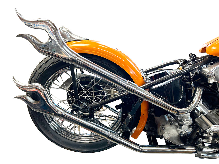 HARLEY 31 Zoll Straight Flame Auspuffrohrverlängerung Set Chrom Passend für 0- Custom, Anwendung für 1-3