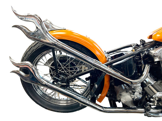 HARLEY 31 Zoll Straight Flame Auspuffrohrverlängerung Set Chrom Passend für 0- Custom, Anwendung für 1-3