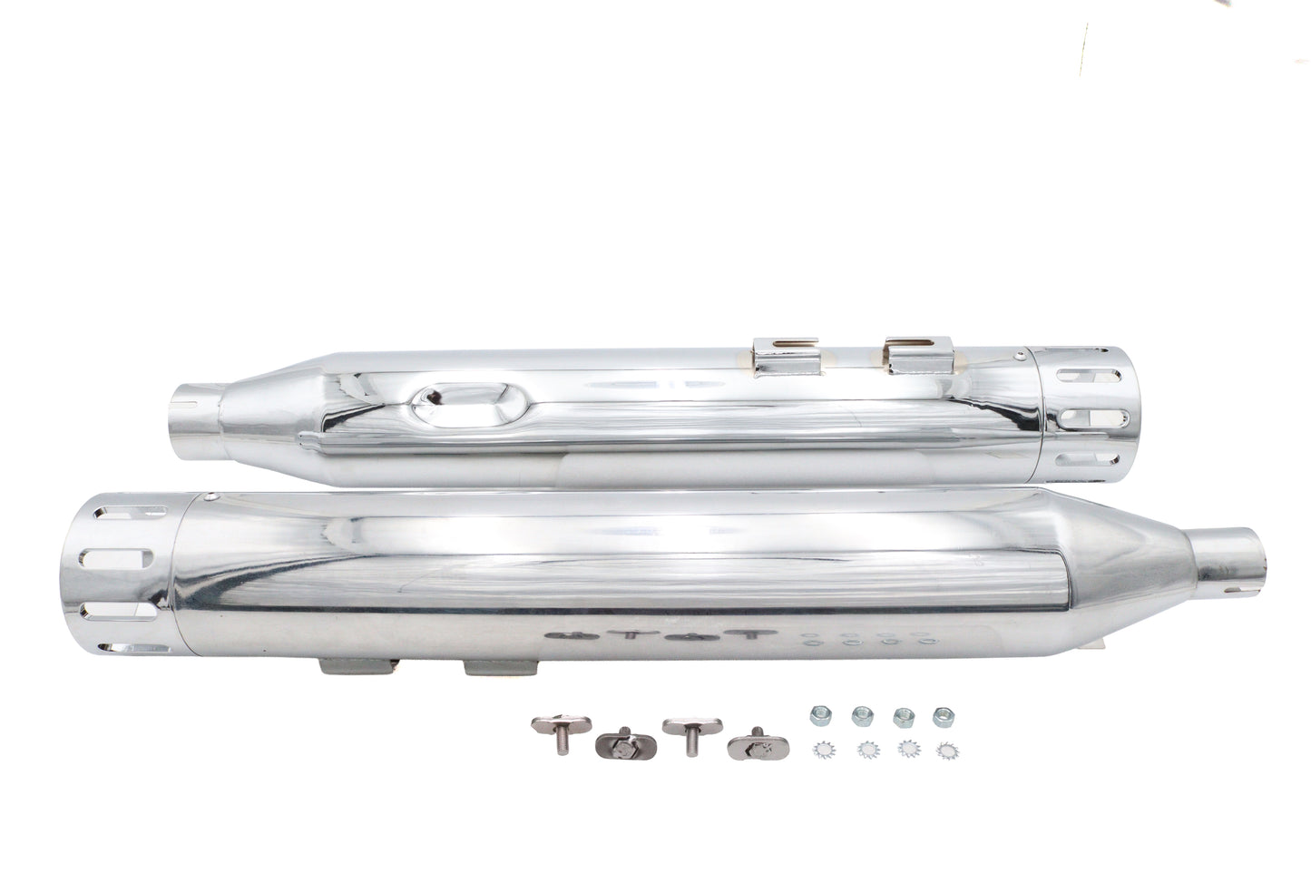 HARLEY Wyatt Gatling Schalldämpfer-Set Chrom mit Chrom Slot Tips passend für 2017-UP FLT,