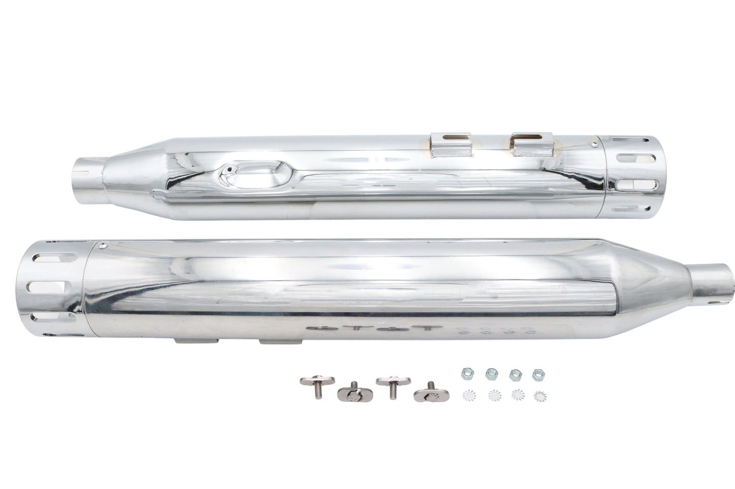HARLEY Wyatt Gatling Schalldämpfer-Set Chrom mit Chrom Slot Tips passend für 2017-UP FLT,