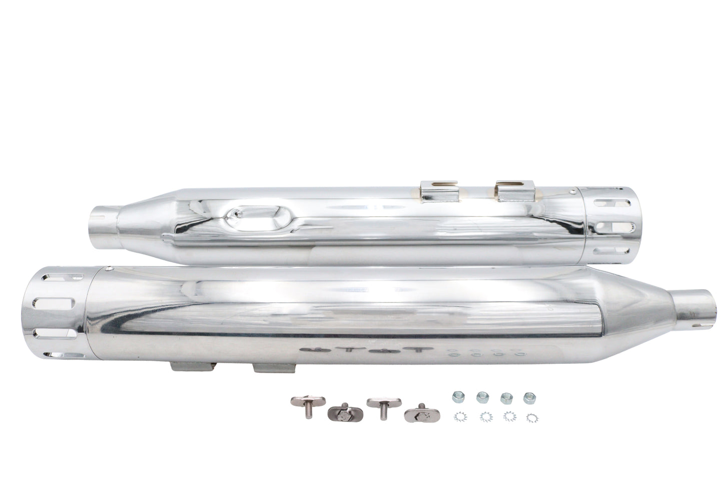 HARLEY Wyatt Gatling Schalldämpfer-Set Chrom mit Chrom Slot Tips passend für 2017-UP FLT,