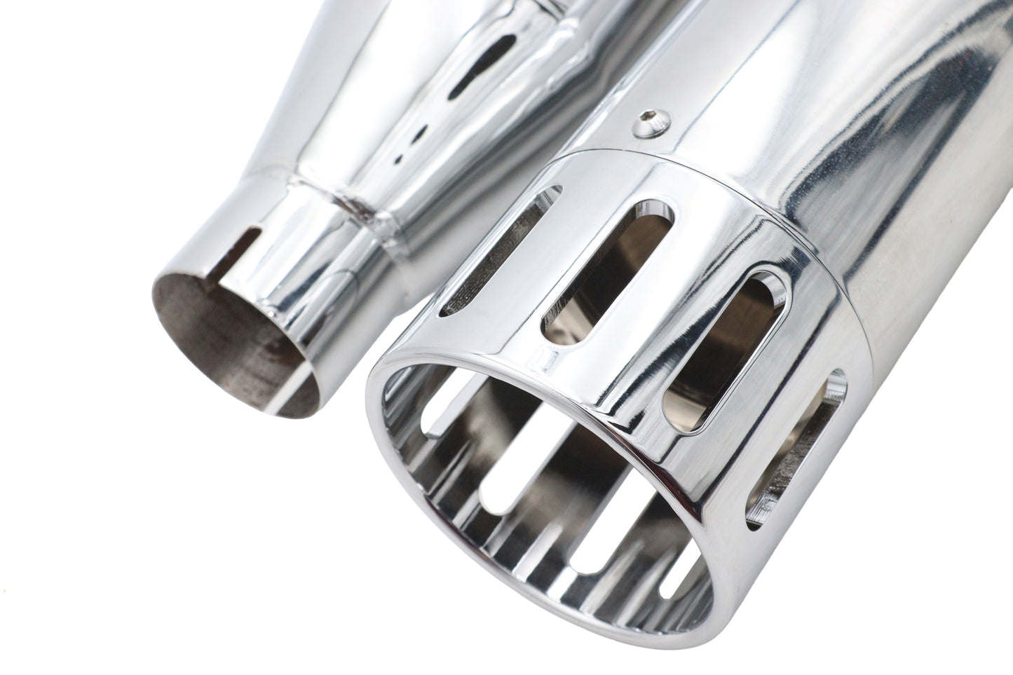 HARLEY Wyatt Gatling Schalldämpfer-Set Chrom mit Chrom Slot Tips passend für 2017-UP FLT,