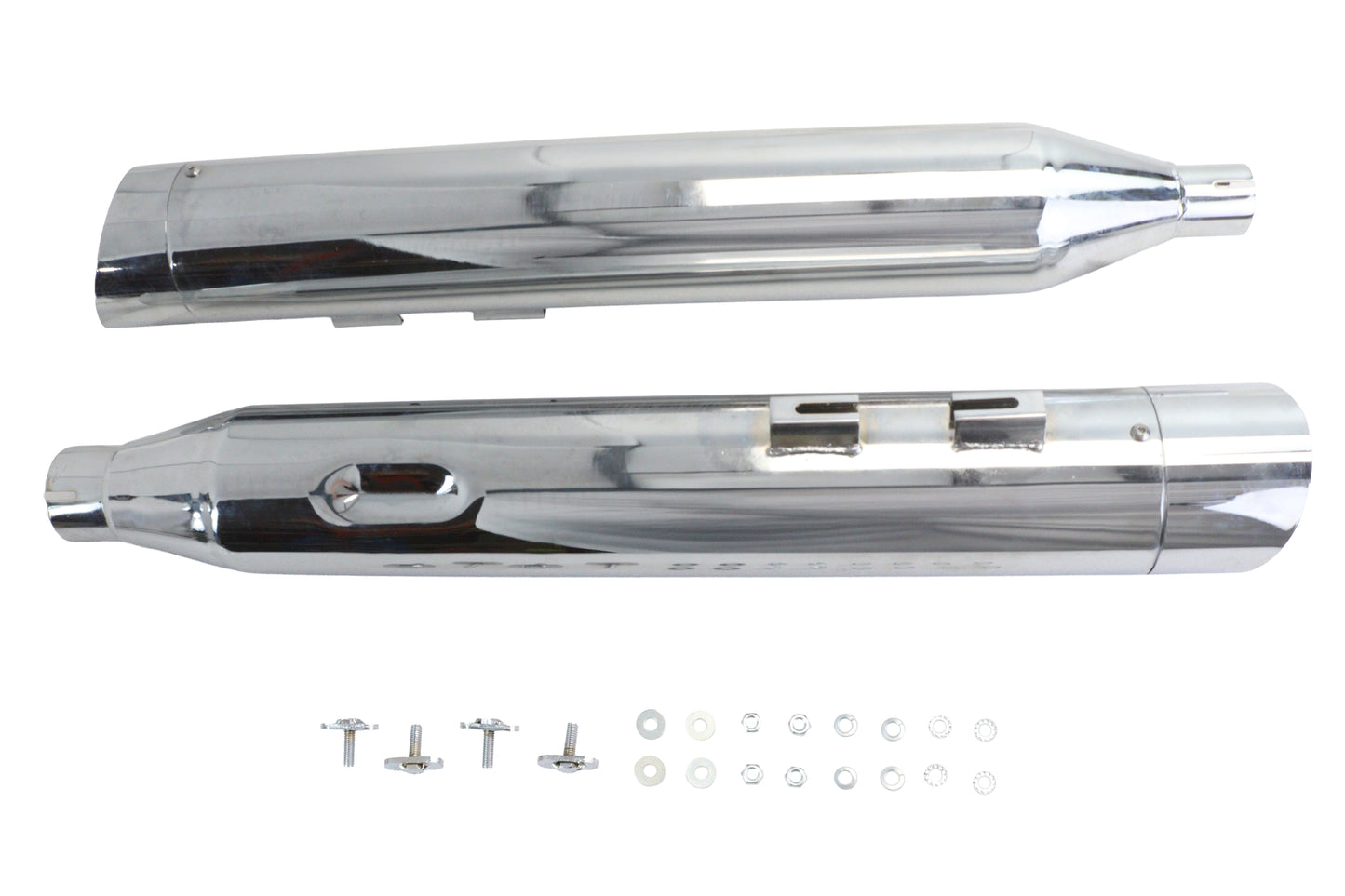 HARLEY Wyatt Gatling Schalldämpfer-Set Chrom mit Chrom-Slash-Up-Endkappen passend für FLT Modelle ab 2017,